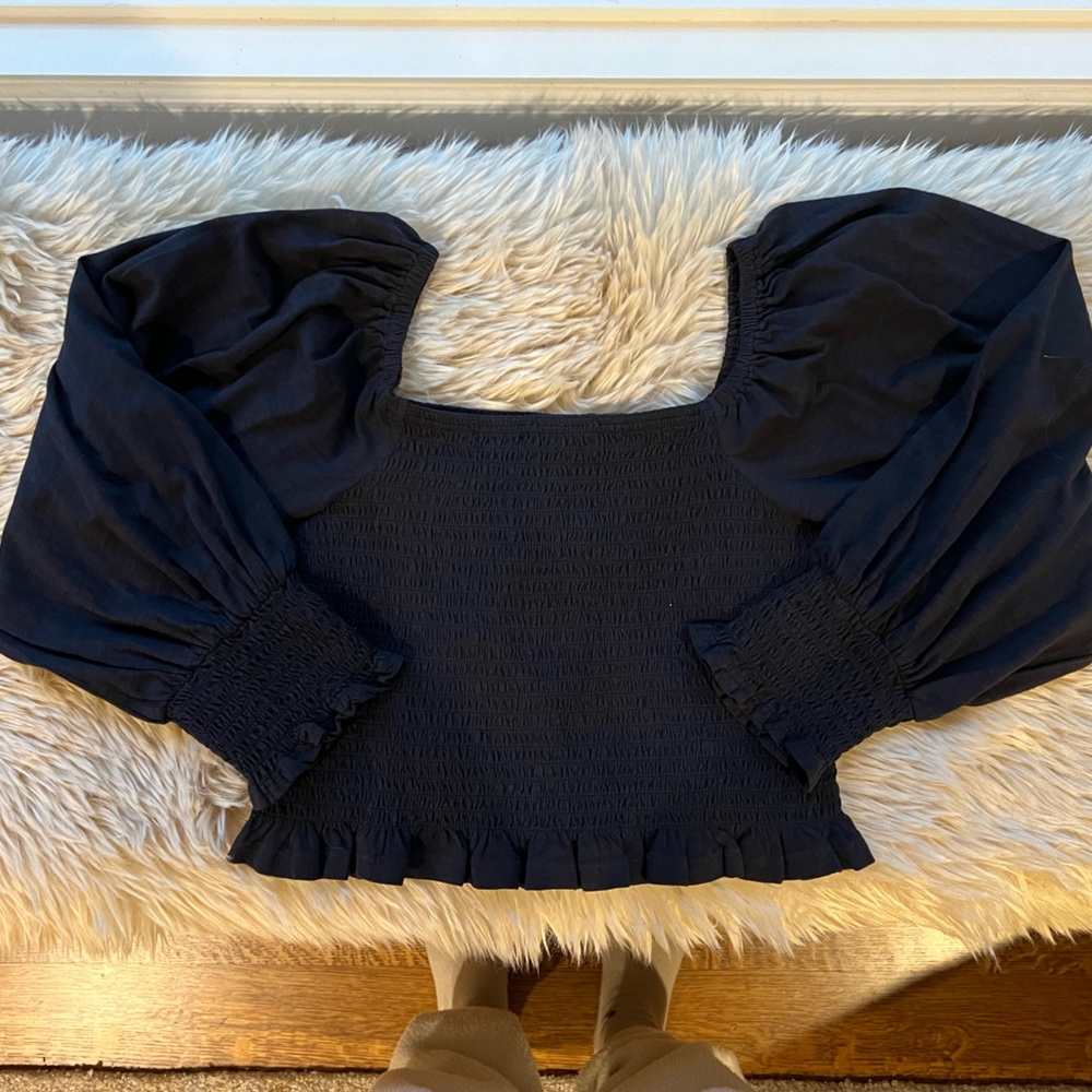 Anthropologie Black Long Sleeve Top